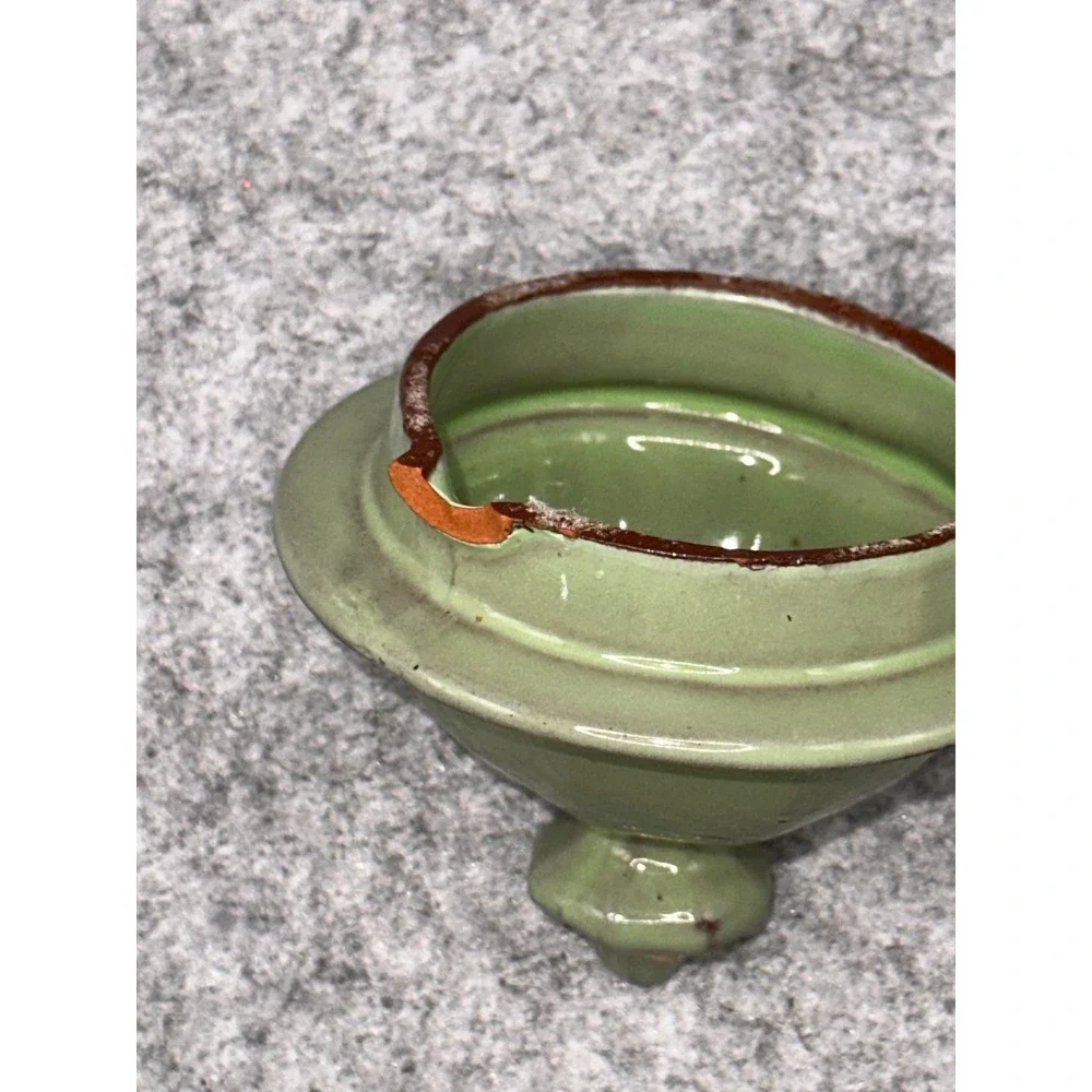 Vintage Green Octagonal Ceramic Teapot Gold Gilt Lattice Art Deco Style Lid